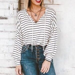 CAbi Relax Game Day Striped Top- Size M